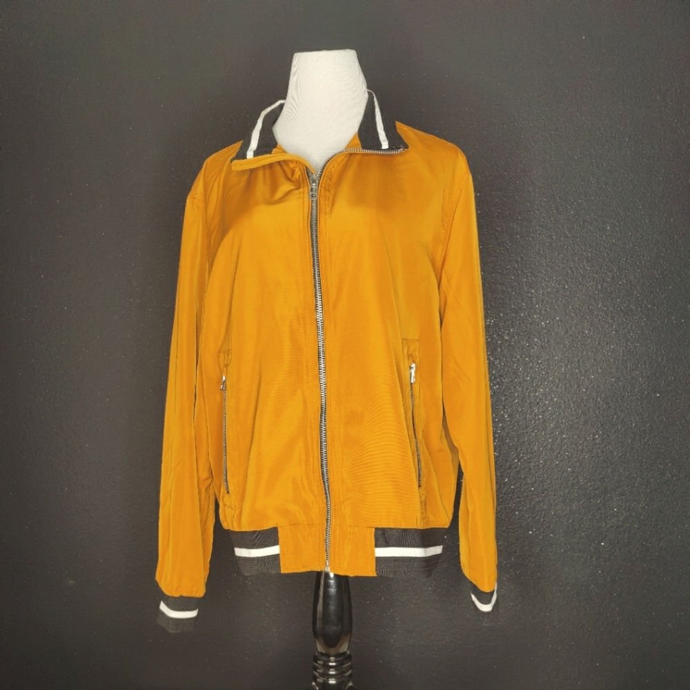 Forever 21 Men's Gold with Black n White trim Bomber Jacket